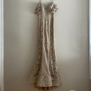 Long Gold Handmade Sequin Dress